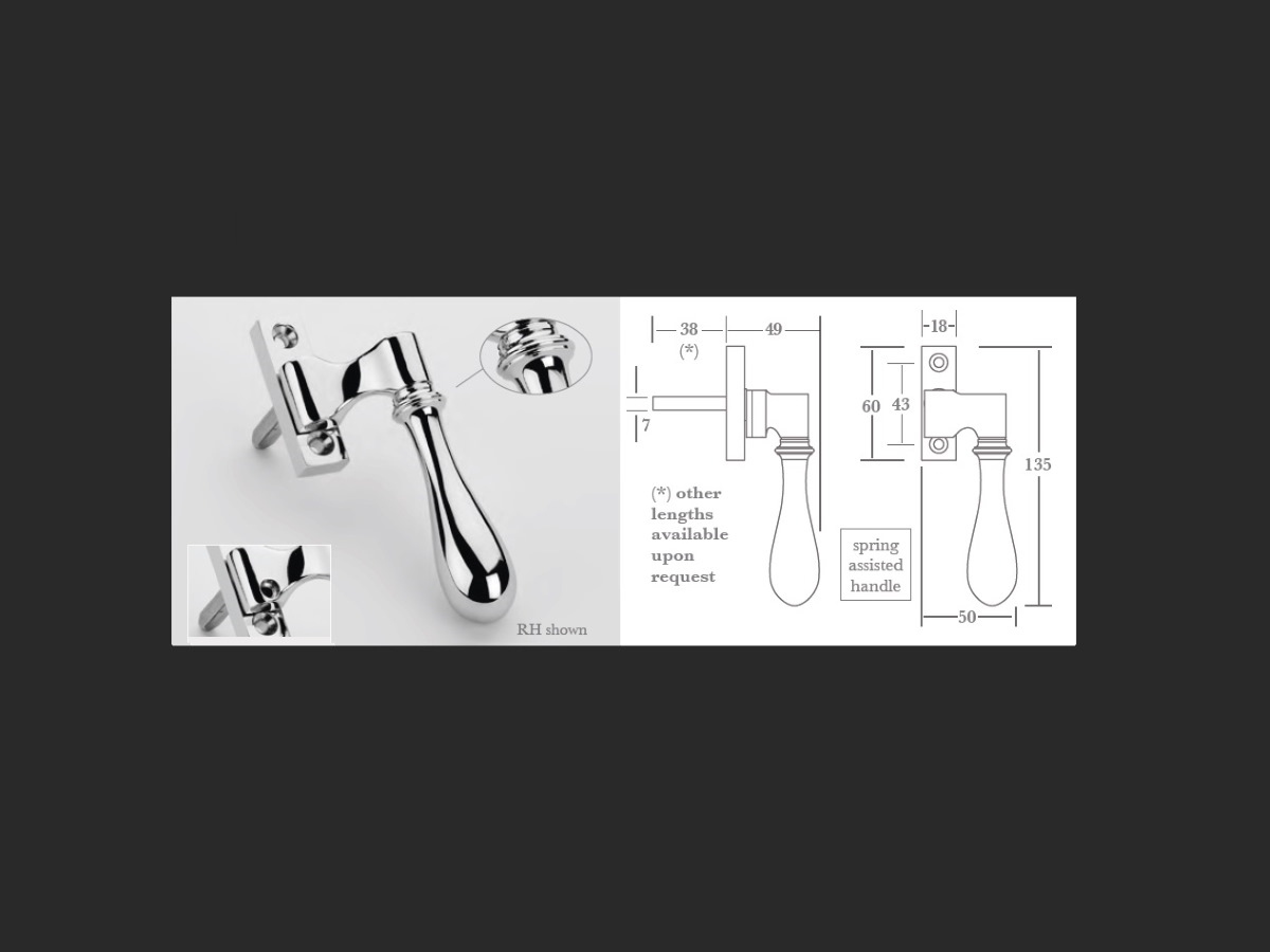 Оконная ручка Frank Allart 0302 полированный хром
