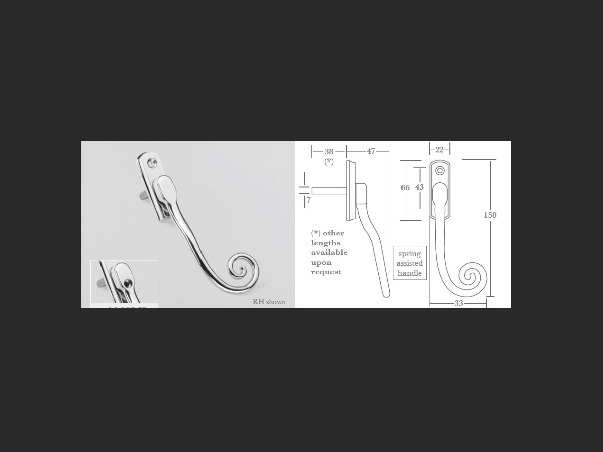 Оконная ручка Frank Allart 0360 полированный хром
