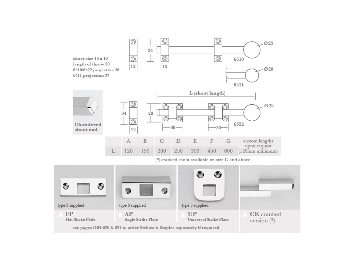 Шпингалет Frank Allart 65106511 хром полированный 