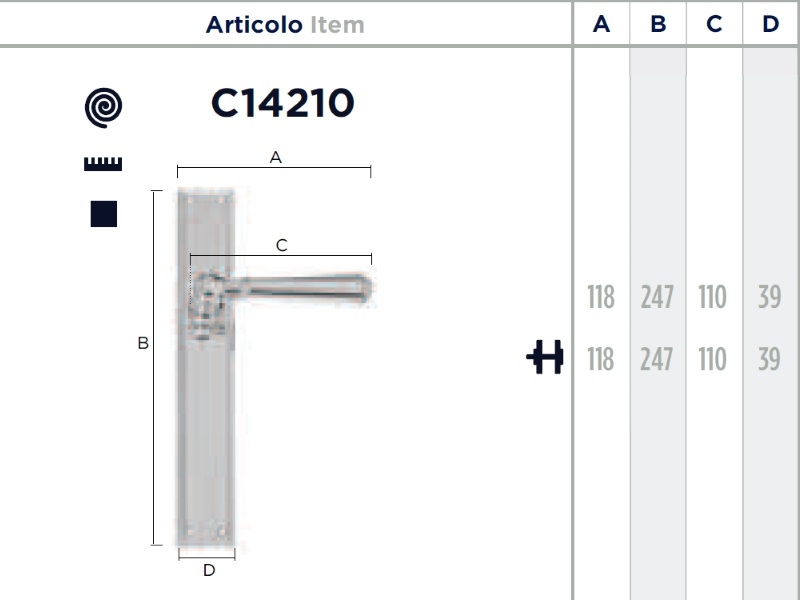 Дверная ручка на планке Enrico Cassina ALEKSANDRA C14210