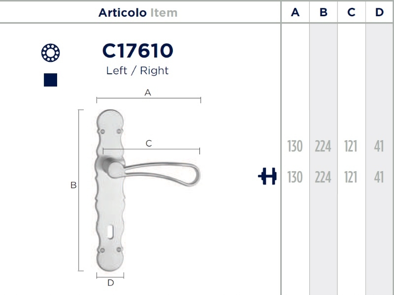 Дверная ручка на планке Enrico Cassina BARICO C17610