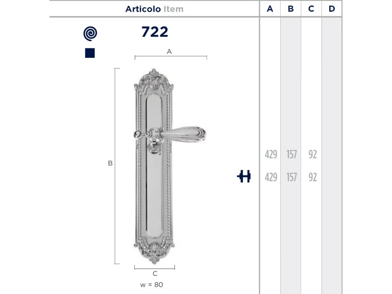 Дверная ручка на планке Enrico Cassina CARLOTTA 722