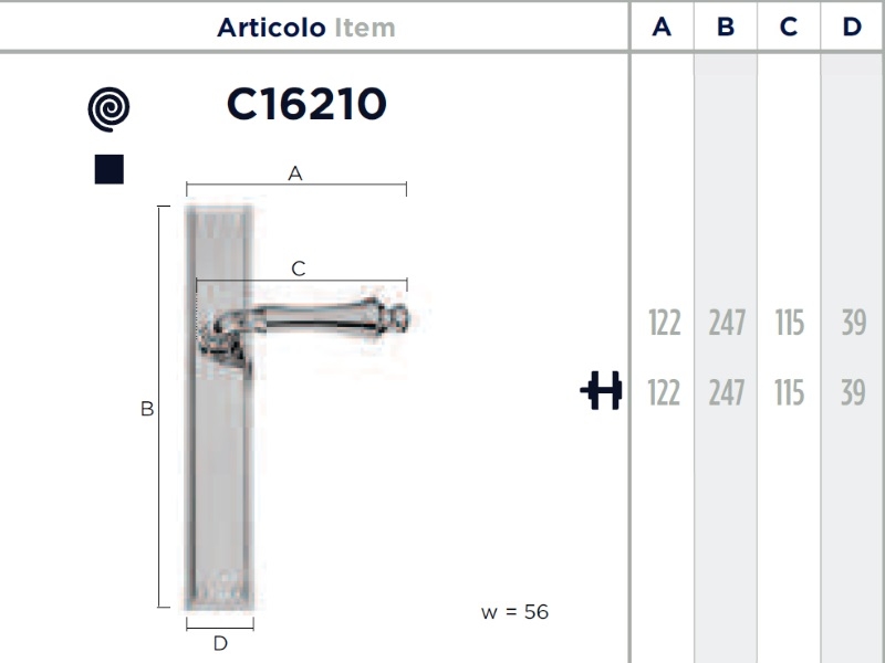 Дверная ручка на планке Enrico Cassina DORA C16210 из латуни