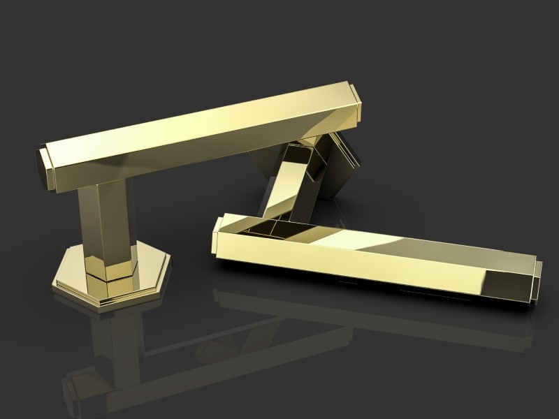 Дверная ручка на розетке Oliver Knights Harriette LH полированная латунь