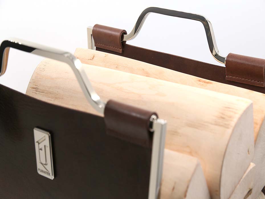 Дровница с кожаной вставкой Furnitek FG-12031