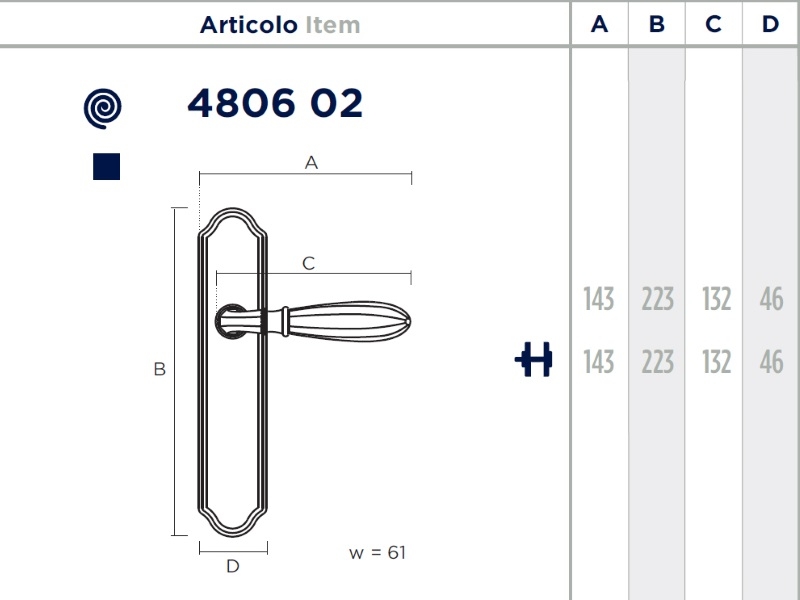Дверная ручка на планке Enrico Cassina INDIRA 480602