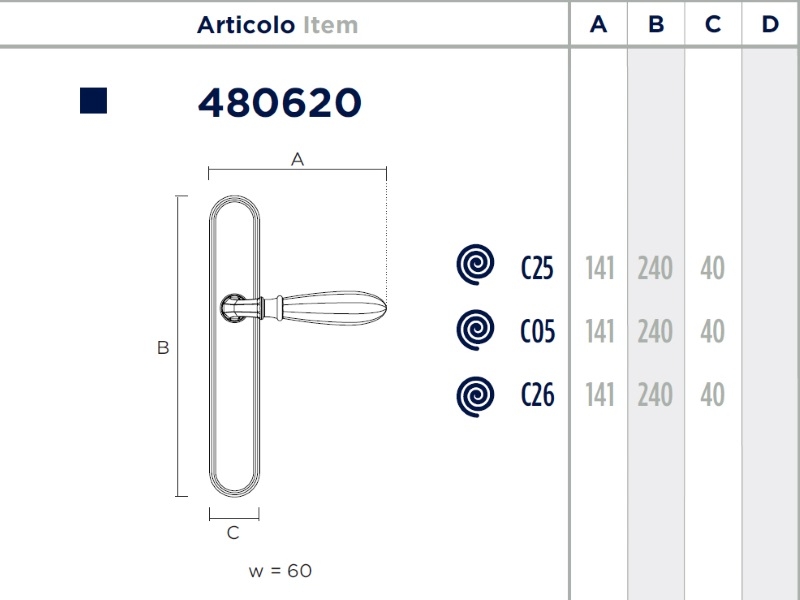 Дверная ручка на планке Enrico Cassina INDIRA 480620