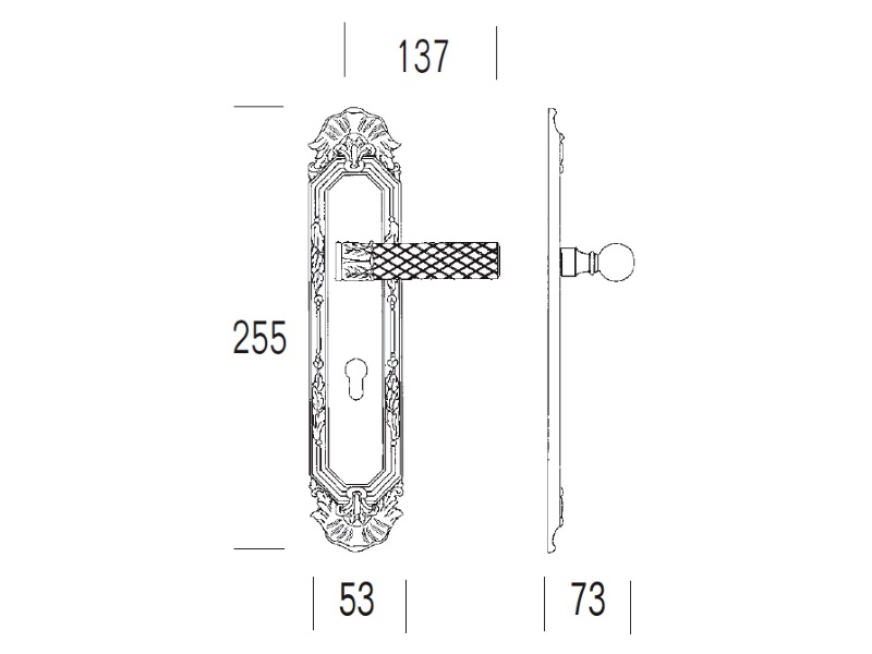 Дверная ручка на планке Salice Paolo KING 3096