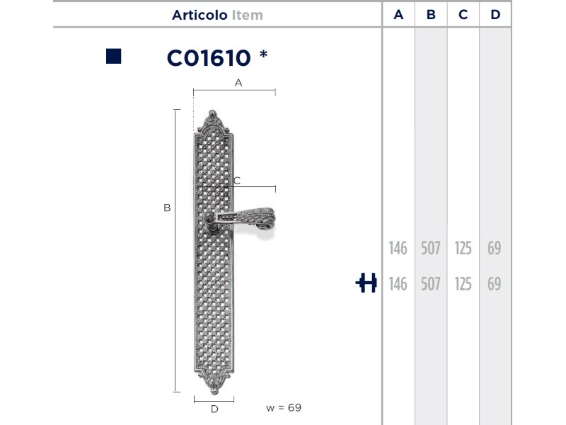 Дверная ручка на планке Enrico Cassina MARIE-ANTOINETTE C01610 из латуни