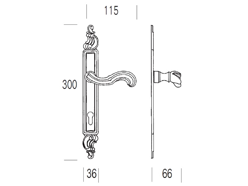 Дверная ручка на планке Salice Paolo MASQUAT 4256