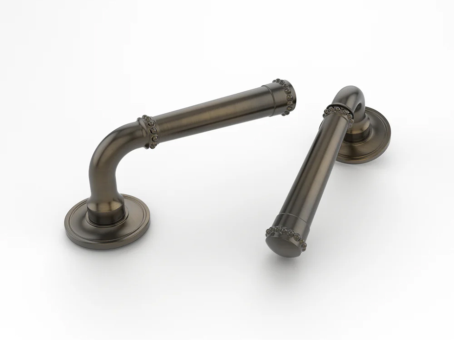 Дверная ручка на розетке Oliver Knights Harrogate LH чёрная бронза