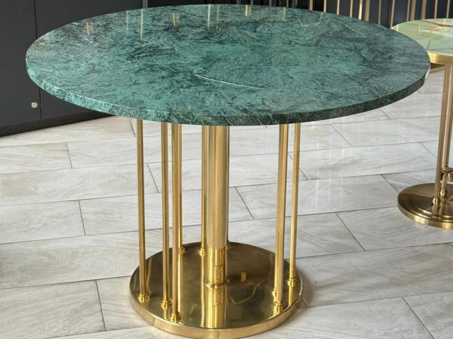 Стол обеденный круглый FRNITEK NEW FG-082 состаренная полированная латунь