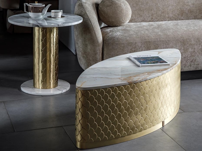 Столик журнальный "Лодка" Ar-Deco FG-074 матовая латунь