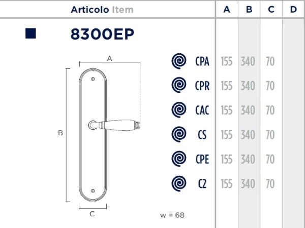Дверная ручка на планке Enrico Cassina 8300EP
