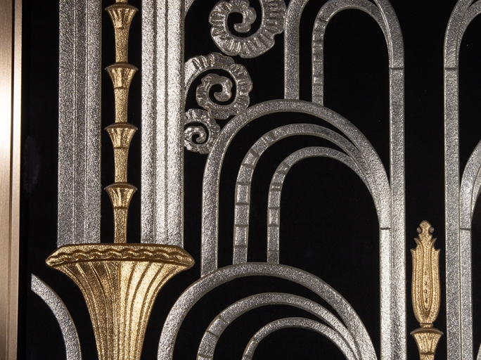 Картина со стеклом FURNITEK FG-307 в матовой латунной раме