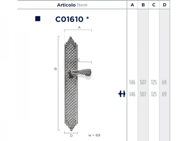 Дверная ручка на планке Enrico Cassina MARIE-ANTOINETTE C01610 из латуни