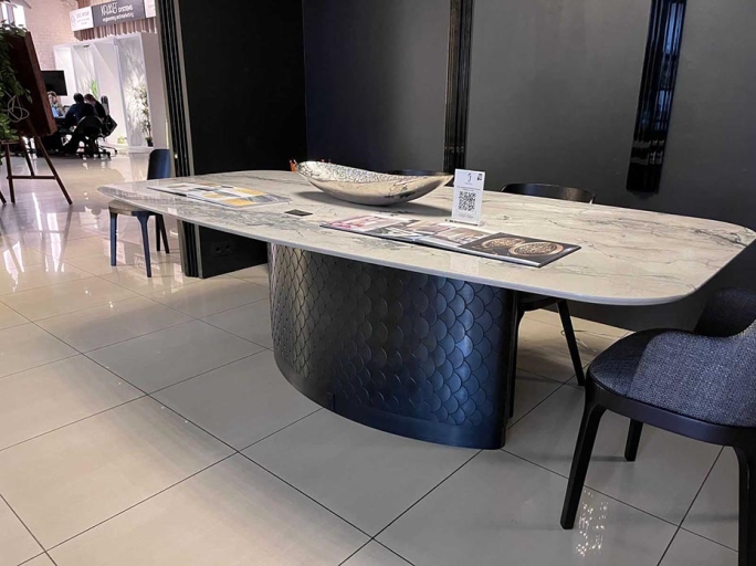 Стол обеденный лодка Ar-Deco FG-045 овальный чернёная латунь