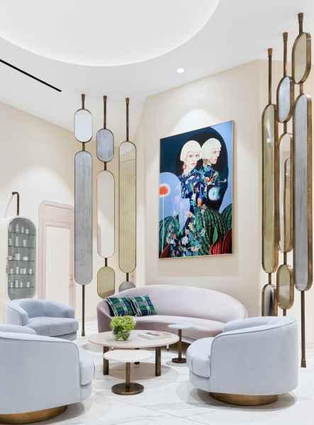 Стойки из латуни с тканью и зеркалами FURNTEK